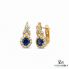 Round Blue Sapphire & Diamond Cluster Stud Earrings in 18k Gold – Vintage Halo Style (Copy)