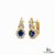 Round Blue Sapphire & Diamond Cluster Stud Earrings in 18k Gold – Vintage Halo Style (Copy)