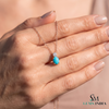 Oval Turquoise Gemstone Pendant With Diamond Accent – Gift For Her