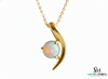 Round Opal Birthstone Crescent Pendant for Women