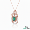 Vintage Style Emerald-Cut Emerald Bow Pendant Luxury Bow Diamond Pendant