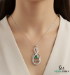 Natural Green Emerald Diamond Infinity Pendant - Green Gemstone Jewelry