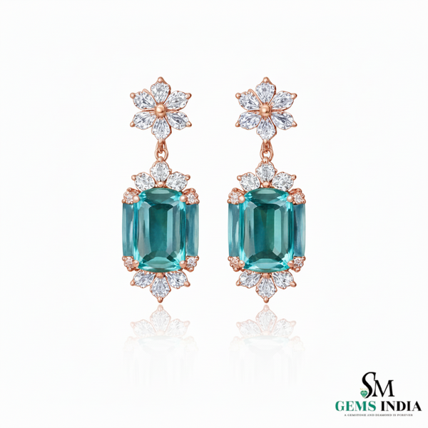 Doppelter Smaragd-Ring in offenem Design aus 14 Karat Gold – Band mit quadratisch und rund geschliffenen grünen Edelsteinen