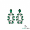 Pear Shape Emerald &; Diamond Drop Earrings in 18k Gold – Statement Jewelry