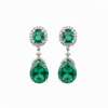 Natural Emerald Diamond Dangle Earrings: 18K Gold Pear Oval Green Gemstone Jewelry