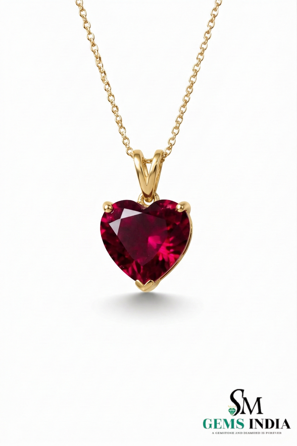Heart Cut Red Ruby Pendant Simple Solitaire Ruby Pendant for Women