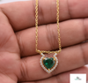 Romantic Natural Emerald Heart Necklace Green Gemstone with Diamond Frame Symbol of Love and Elegance