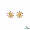 Starburst RoundMulti Stone Stud Earrings – Fine Gold Jewelry