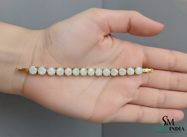 Luxury Natural Oval Opal Tennis Bracelet – Elegant Gemstone Jewelry