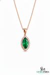 Natural Marquise Emerald Diamond Halo Pendant – Fine Jewelry