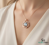 Round Aquamarine & Diamond Pendant - Blue Gemstone Jewelry