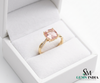 Cushion Cut Peach Morganite Ring with Twisted Diamond Band