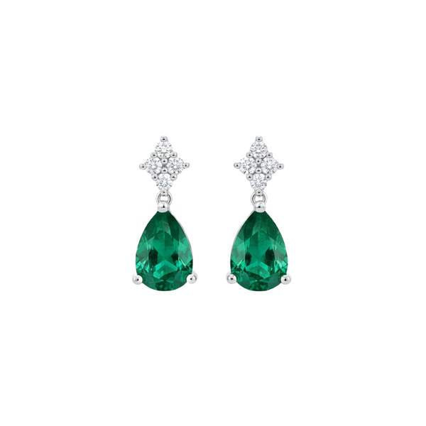 4.20 carat ear Cut Emerald Drop Earrings in Gold Elegant Drop Design