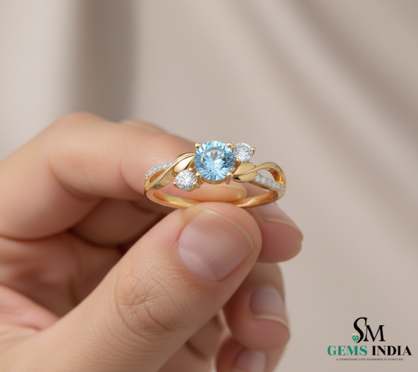 Elegant Fine Aquamarine Diamond Infinity Band - Gemstone Jewelry