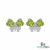 Green Peridot Heart Shape Earrings with Diamond Accent – Elegant Stud Earrings