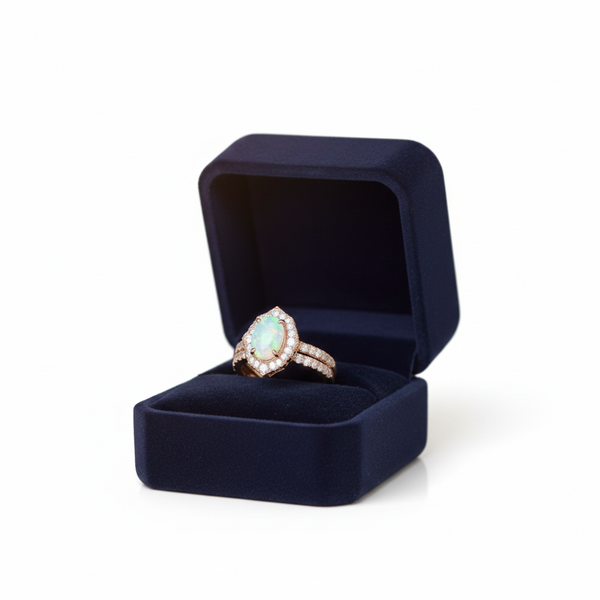 Doppelter Smaragd-Ring in offenem Design aus 14 Karat Gold – Band mit quadratisch und rund geschliffenen grünen Edelsteinen