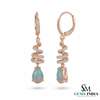 Pear Opal Drop Earrings with Diamond Spiral Design