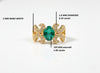 Oval Emerald And Diamond Engagement Ring in 18k Solid Gold Vintage Scroll Band Engagement Ring