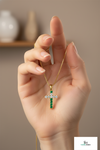 Elegant Natural Emerald Cross Pendant Necklace in 14K Gold Unique Pendant for her