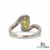 Oval Green Peridot Twist Ring with Diamond Accents - Peridot engagement ring