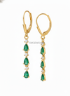 1.30 carat Pear Zambian Emerald Diamond Dangle Earrings 14k Gold Gift