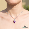 Pear Cut Amethyst Pendant With Diamond Accent & Curved Swirl Design