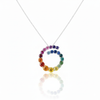 1.40 carat Rainbow Circle Swirl Pendant Spiral Multicolor Stone Necklace