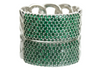 0.80 carat Round Shaped Natural Emerald Iced Out Green Stone Chain Link Ring For men's