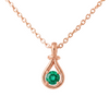 1.10 Round Natural Emerald pear-shaped open-frame design Pendant 14k Gold Solitaire Necklace