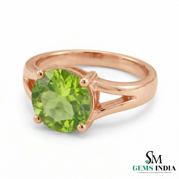Elegant Round Peridot Ring for Women - Statement Ring for her