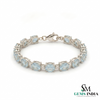 Oval Aquamarine Tennis Bracelet with Diamond Accents - Gift for Wife