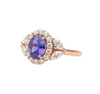 Round Tanzanite & Diamond Halo Ring with Marquise Side Diamonds in 18k Gold