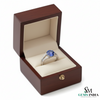 Round Blue Sapphire Diamond Split Shank Ring in 18k Gold