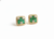 Natural Emerald Baguette & Diamond 18k Gold Stud Earrings Green Gemstone
