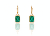 Emerald Cut Natural Emerald 14k Gold Dangle Earrings Diamond Halo Women Earring