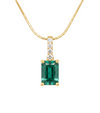 2.10 carat Emerald Cut Natural Emerald Pendant Necklace in 14k gold with Diamond Accent Bail Design
