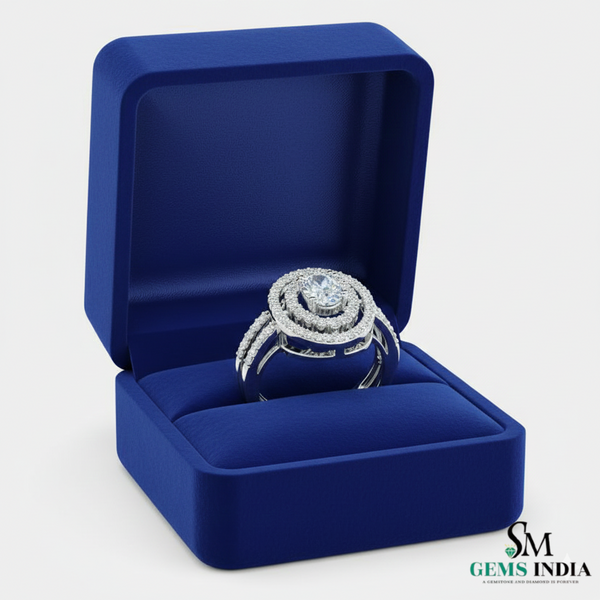 Oval Cut Aquamarine Diamond Ring with Split Shank - Promise Ring