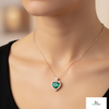 2.20 carat Genuine Emerald Heart Pendant with Diamond in 14K Gold