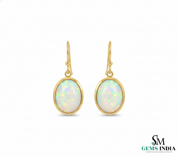 Elegant Oval Opal Drop Earrings – October Birthstone Jewelry
