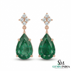 4.20 carat ear Cut Emerald Drop Earrings in Gold Elegant Drop Design