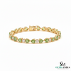 Green Heart Cut Gemstone & Diamond Gold Tennis Bracelet - Heart Jewelry