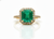 Emerald Cut Natural Emerald &amp; Diamond Halo Promise Ring in 14K Gold 4.20 Carats Fine Jewelry
