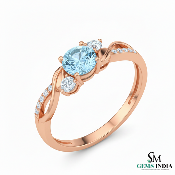 Elegant Fine Aquamarine Diamond Infinity Band - Gemstone Jewelry