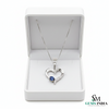 Oval shape Blue Sapphire & Diamond Heart Pendant - Fine Gold Jewelry