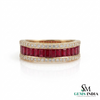 Baguette Cut Ruby Diamond Band Ring - Anniversary Ring For her