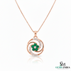 Natural Emerald Floral Swirl Pendant in Gold – Diamond Accent Pendant
