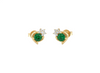 Classic Round Natural Emerald & Diamond Floral Stud Earrings in 18K Gold