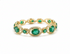 Natural Emerald oval cut Emerald and Diamond Bracelet: 18k Gold May Birthstone