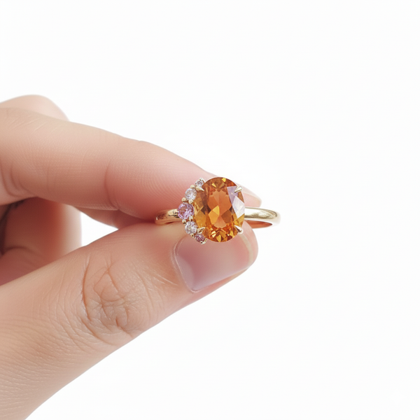 Doppelter Smaragd-Ring in offenem Design aus 14 Karat Gold – Band mit quadratisch und rund geschliffenen grünen Edelsteinen