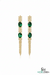 Emerald Oval Drop Earrings with Diamond Chain - Fine Emerald Jewelry